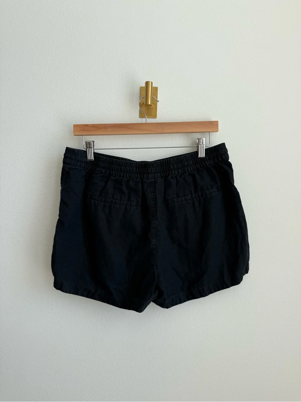 J.Crew New Seaside Linen Lyocell Shorts Medium Black Pull On Elastic Waist